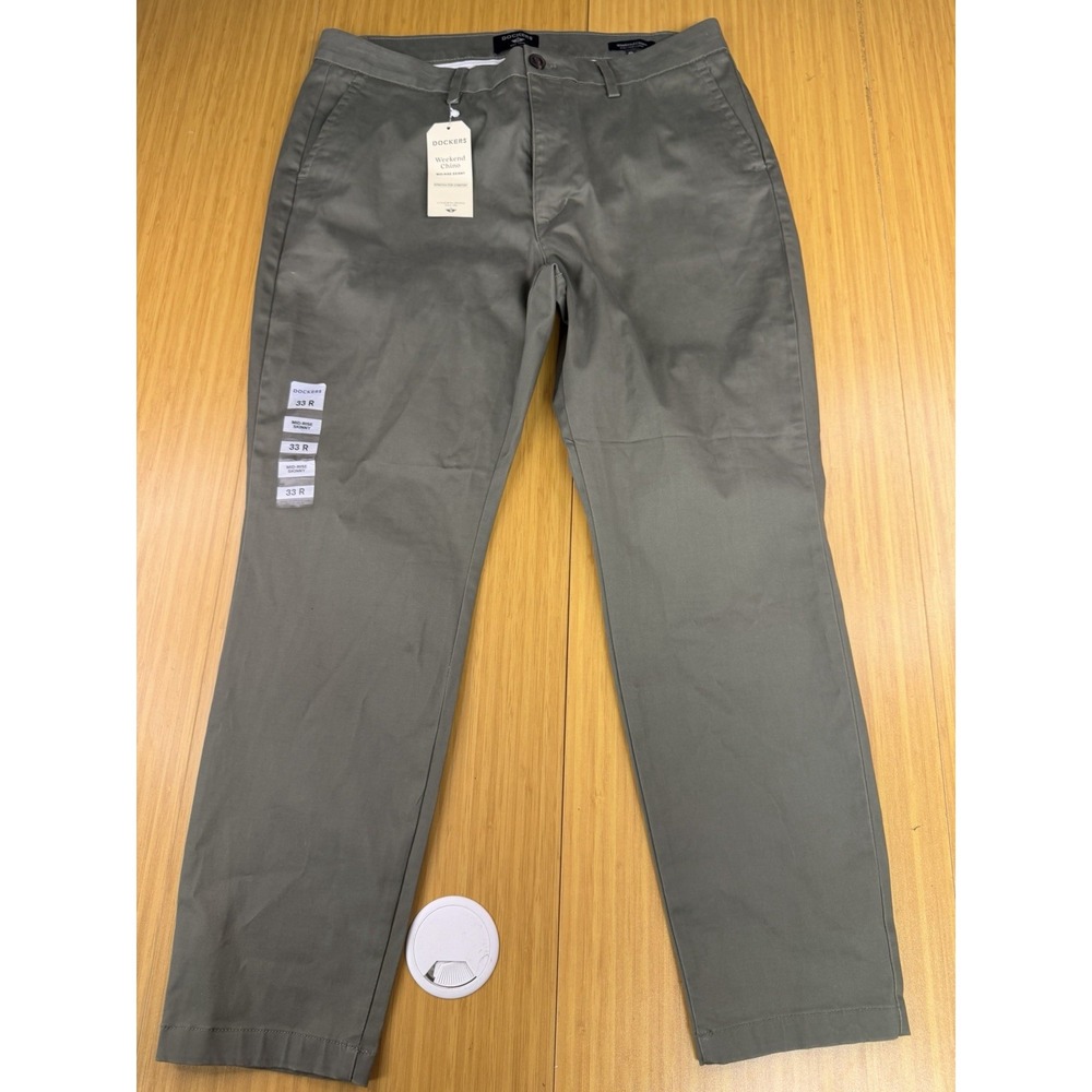 DOCKERS-NWT-Women's Green Weekend Chino Skinny Mid Rise Flat Front Pants-Sz 33R - Picture 2 of 7